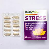 HealthPro Stress supplement packaging with capsules on a white background